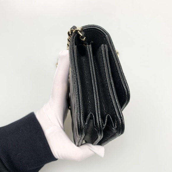 NIB Chanel Black Mini Caviar Wallet On Chain WOC - Picture 8 of 16
